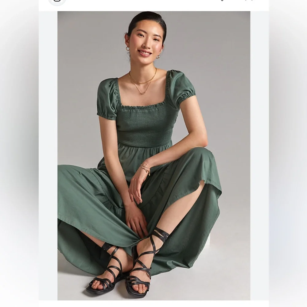 Daily Practice By Anthropologie Tiered Maxi Dress In Green - Picture 2 of 7